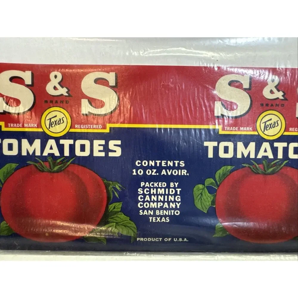 Lot 8 Tomatoes Vtg Unused Can Label Mid-Century Decor MCM Tomato Bright